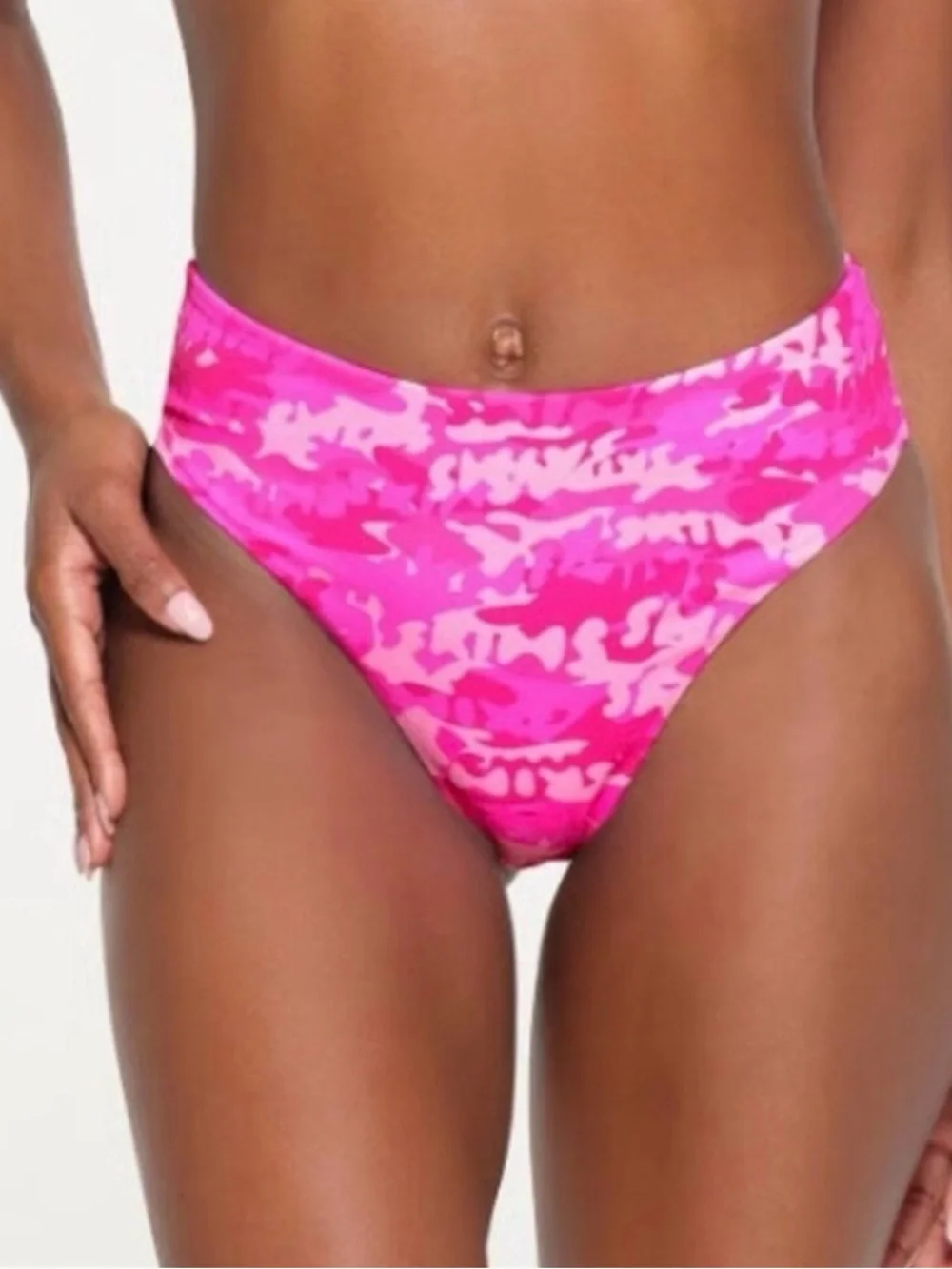 SKIMS Pink Camo High-Waist Bikini Bottom